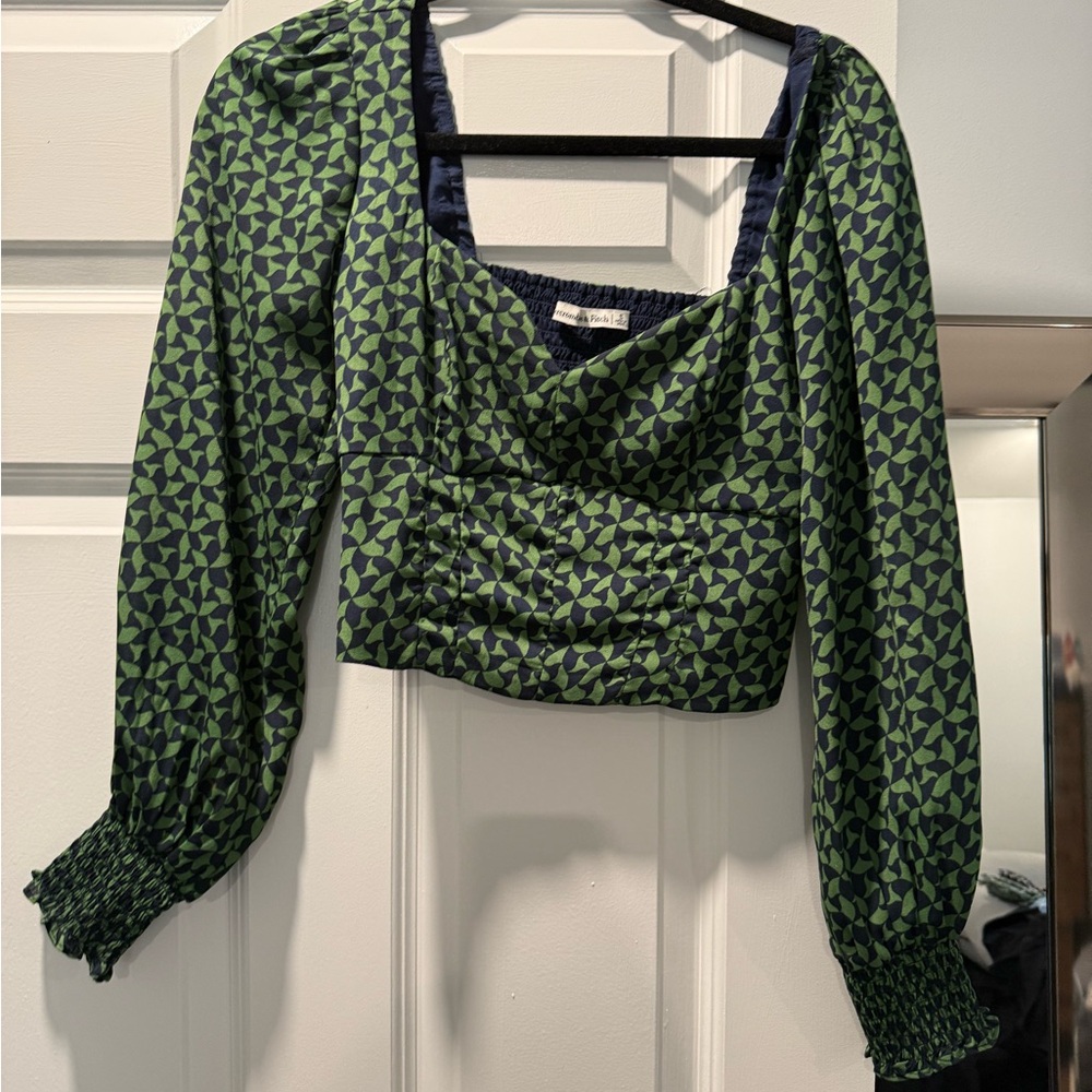 Stylish Green Geometric Women's Top